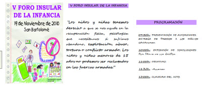 V FORO INSULAR DE LA INFANCIA - 19 DE NOVIEMBRE DE 2010
