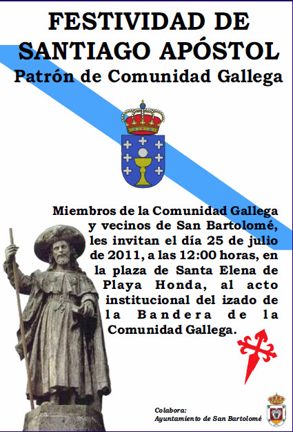 FESTIVIDAD SANTIAGO APOSTOL HOY A LAS 12:00 HORAS EN PLAYA HONDA